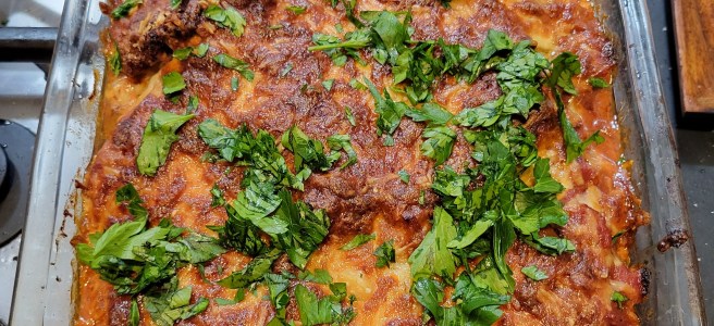 Chicken parm in casserole dish