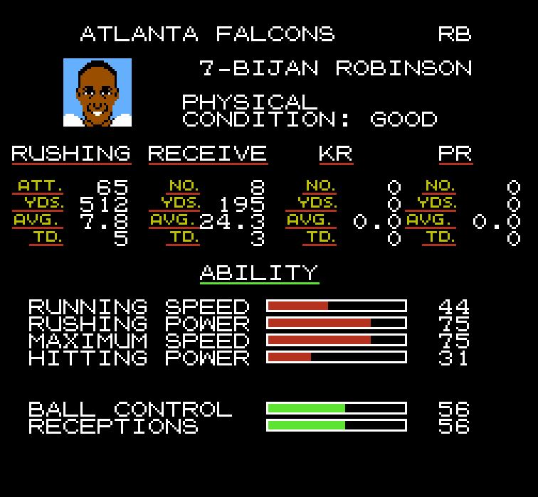 Bijan Robinson - TSB 25 Player Data